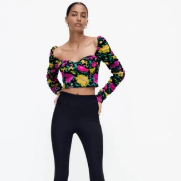 Zara Floral Crop Top Size XS - Picture 2 of 8